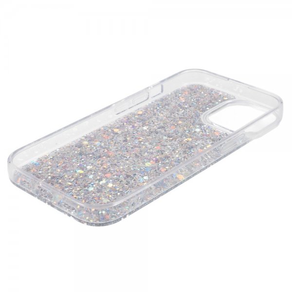 iPhone 15 Plus Suojakuori Glitterpaljeteilla Hopea