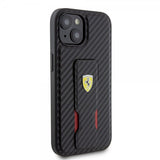 Ferrari iPhone 15 Plus Suojakuori Grip Stand -toiminnolla Musta