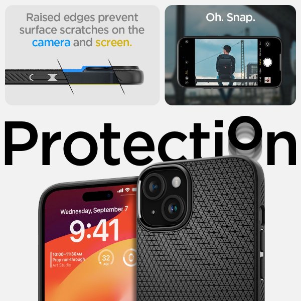 Spigen iPhone 15 Plus Suojakuori Liquid Air Matte Black