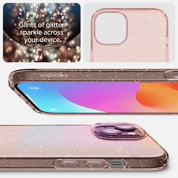 Spigen iPhone 15 Plus Suojakuori Liquid Crystal Glitter Rose Quartz