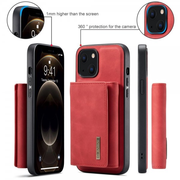 Dg.Ming iPhone 15 Plus -suojakotelo M1 Series, irrotettava korttipidike, punainen