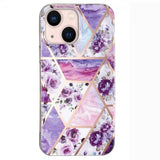 iPhone 15 Plus Suojakuori Marmorikuvio Kukkia Violetti