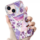iPhone 15 Plus Suojakuori Marmorikuvio Kukkia Violetti