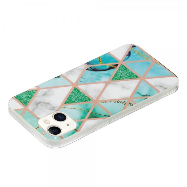 iPhone 15 Plus Suojakuori Marmorikuvio Vihreä Valkoinen