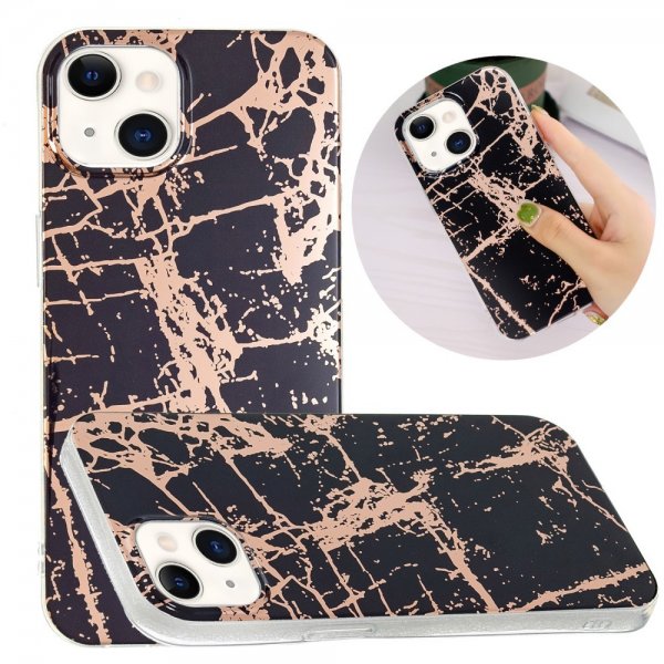 iPhone 15 Plus Suojakuori Marmorikuvio Musta