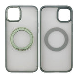 Rvelon iPhone 15 Plus -suojakotelo, pyörivä MagSafe-jalusta, vihreä