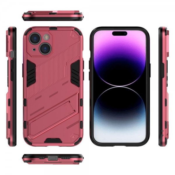 iPhone 15 Plus Suojakuori Jalustalla Magenta