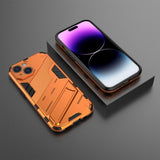 iPhone 15 Plus Oranssi kuori jalustalla