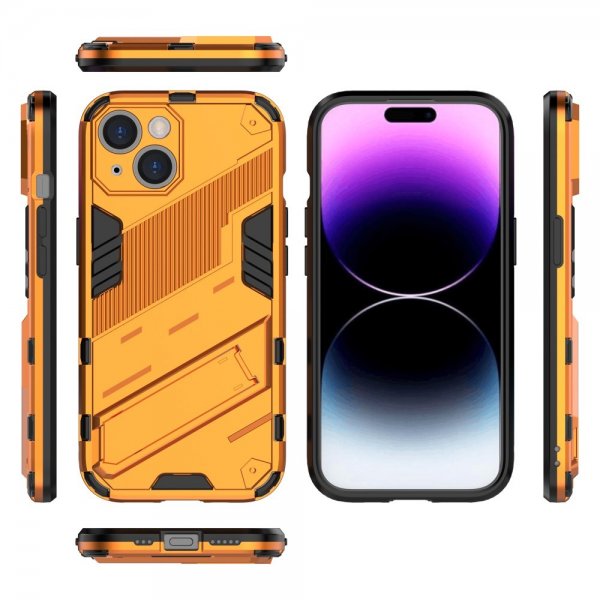 iPhone 15 Plus Oranssi kuori jalustalla