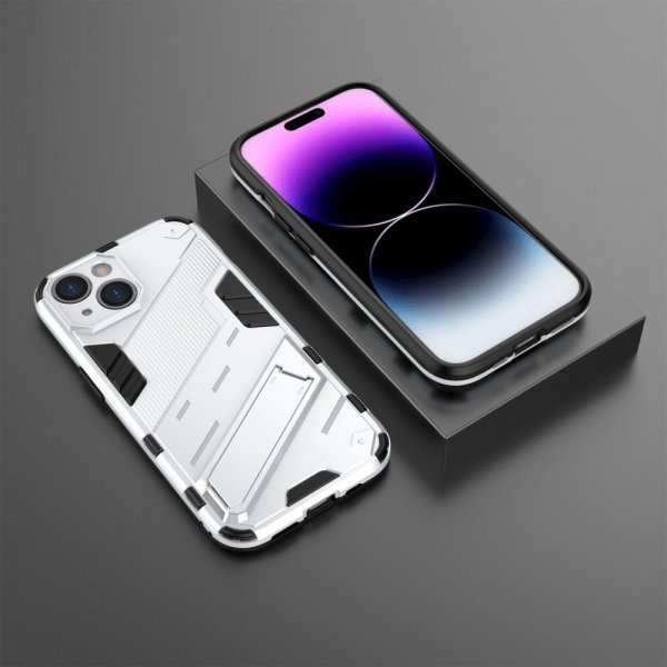 iPhone 15 Plus Suojakuori Jalustalla Valkoinen