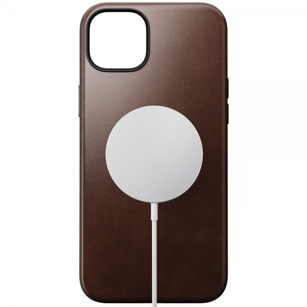 Nomad iPhone 15 Plus -suojakuori, Modern Leather Case, Horween Rustic Brown