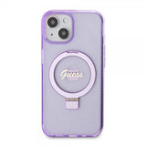 Guess iPhone 15 Plus Suojakuori Sormusteline Glitter MagSafe Violetti