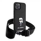 Karl Lagerfeld iPhone 15 Plus -suojakuori, Saffiano Crossbody, musta
