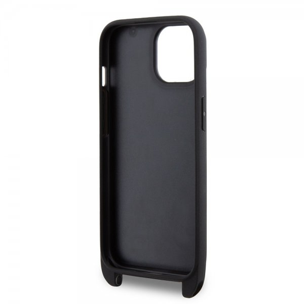Karl Lagerfeld iPhone 15 Plus Suojakuori Saffiano Karl & Choupette Crossbody Musta