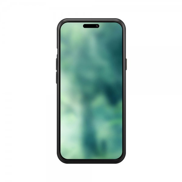 Xqisit iPhone 15 Plus -silikonikuori, musta