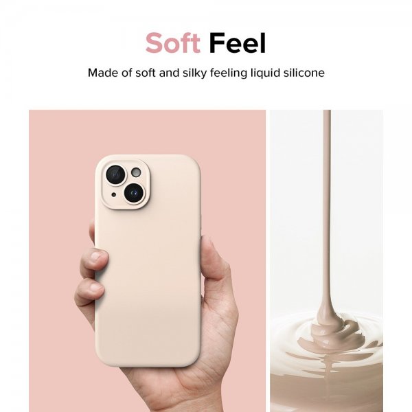 Ringke iPhone 15 Plus Suojakuori Silicone Magnetic Pink Sand