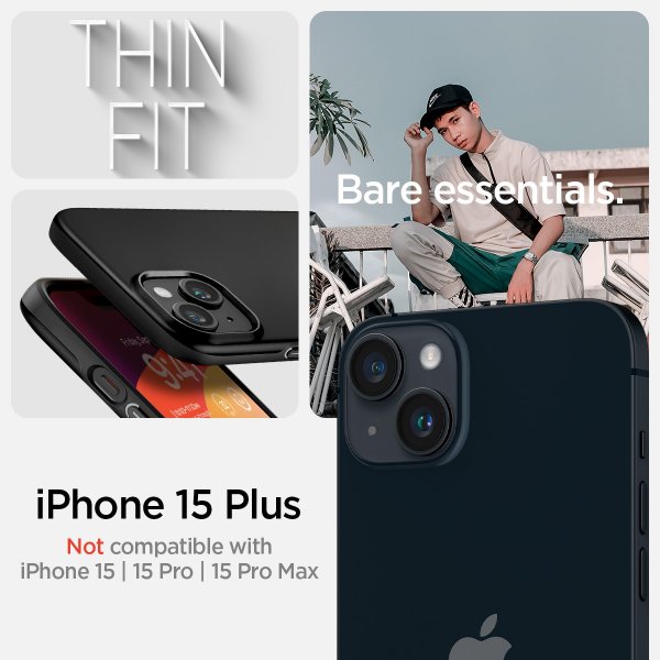 Spigen iPhone 15 Plus Suojakuori Thin Fit Musta
