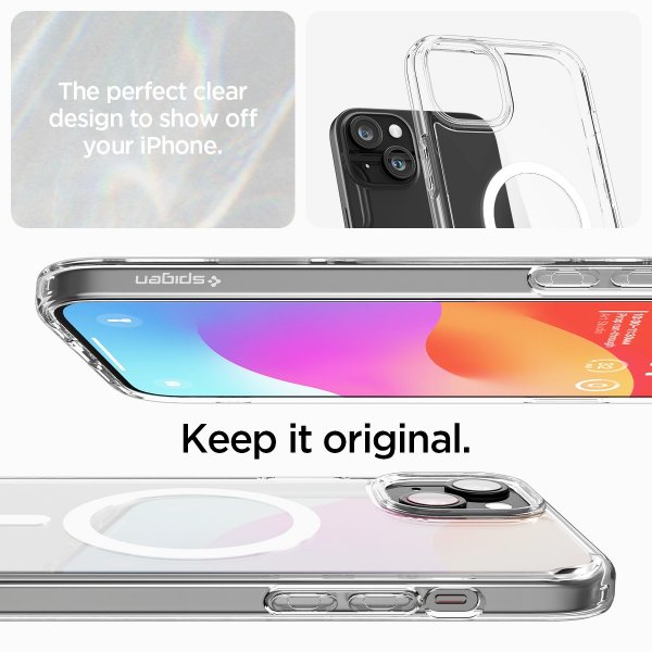 Spigen iPhone 15 Plus -suojakuori Ultra Hybrid MagFit Valkoinen