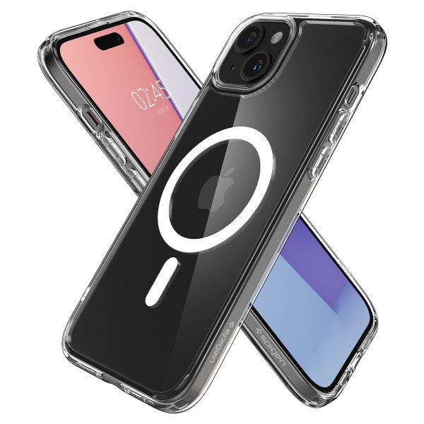 Spigen iPhone 15 Plus -suojakuori Ultra Hybrid MagFit Valkoinen