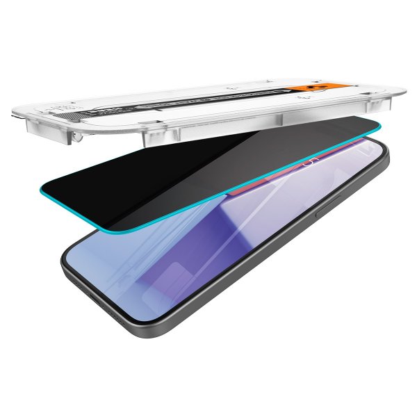 Spigen iPhone 15 Plus -näytönsuoja GLAS.tR EZ Fit Privacy 2-pakkaus