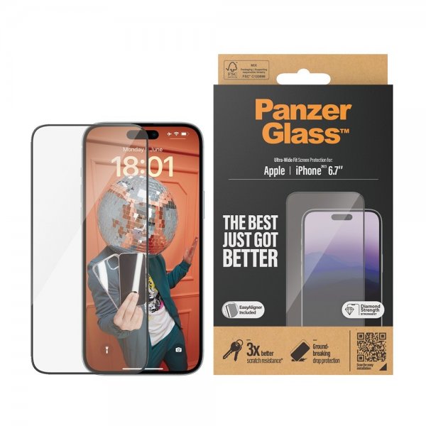 PanzerGlass iPhone 15 Plus näytönsuoja Ultra-Wide Fit EasyAligner