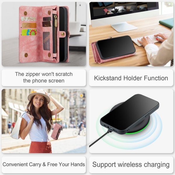 CaseMe iPhone 15 Pro Kotelo 008 Series Irrotettava Kuori Ruusunpunainen