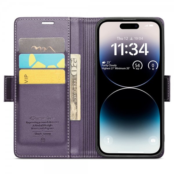 CaseMe iPhone 15 Pro -kotelo 023 Series Violetti