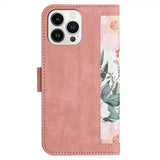 iPhone 15 Pro Kuori Kukkakuvio Vaaleanpunainen