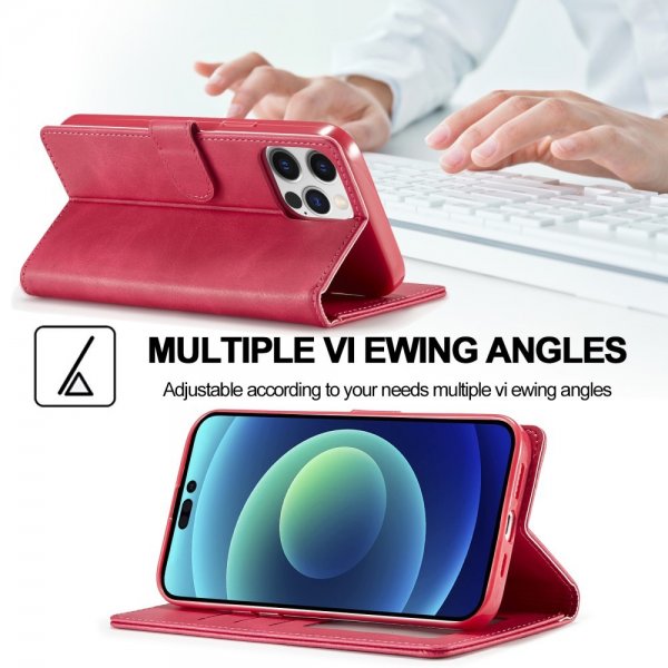Lc.Imeeke iPhone 15 Pro -suojakuori korttipaikalla ja jalustatoiminnolla magenta