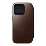 Nomad iPhone 15 Pro -kotelo, Modern Leather Folio, Horween Rustic Brown