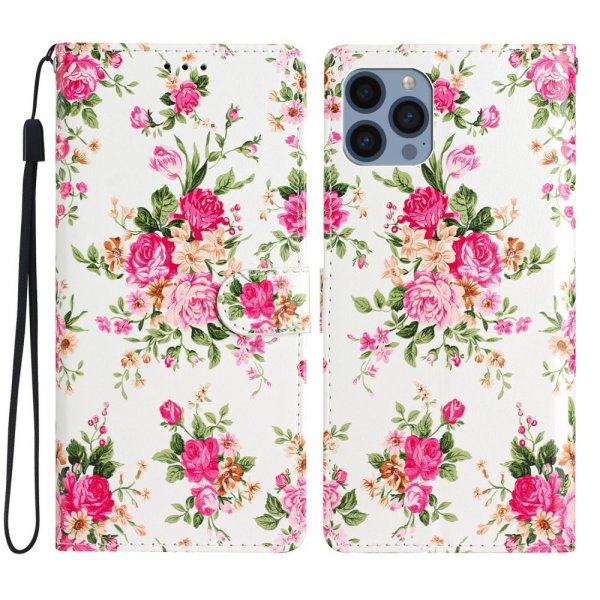 iPhone 15 Pro Kotelo Punaiset Kukat -kuviolla