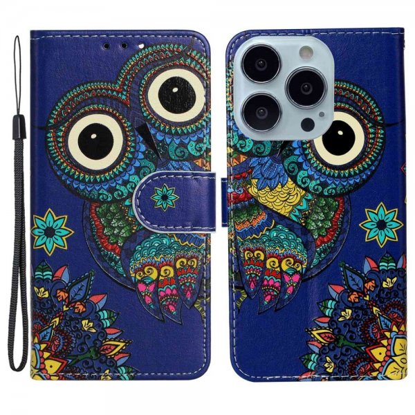 iPhone 15 Pro Kotelo Pöllö Mandala -aiheella