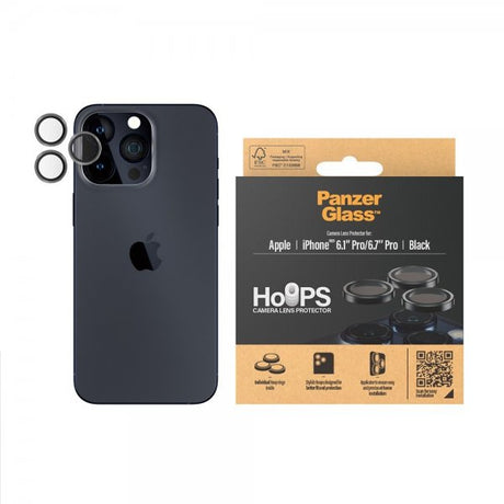 PanzerGlass iPhone 15 Pro/iPhone 15 Pro Max Kameran suojarengas Hoops Musta