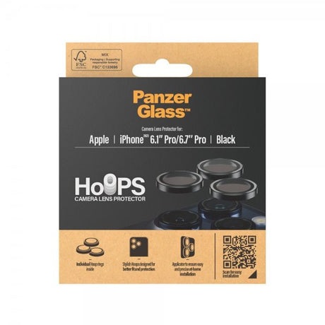PanzerGlass iPhone 15 Pro/iPhone 15 Pro Max Kameran suojarengas Hoops Musta