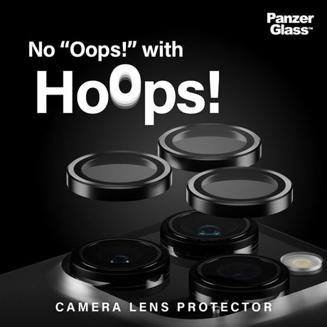 PanzerGlass iPhone 15 Pro/iPhone 15 Pro Max Kameran suojarengas Hoops Musta