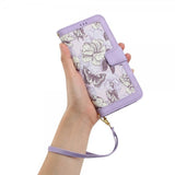 iPhone 15 Pro Max -kuoret kukkakuviolla, violetti