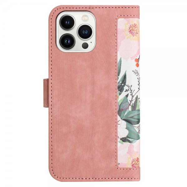 iPhone 15 Pro Max -kotelo, vaaleanpunainen kukkakuvio