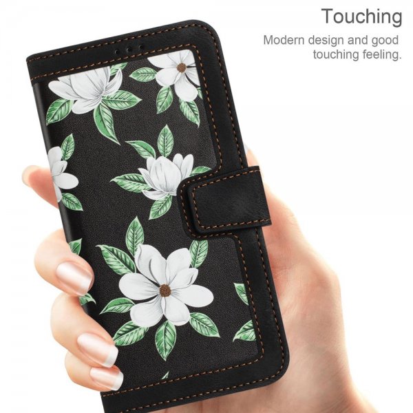 iPhone 15 Pro Max Kuori Kukkakuvio Musta