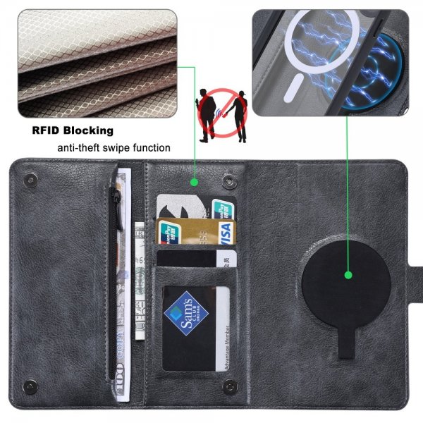 VILI iPhone 15 Pro Max -kotelo irrotettavalla kuorella, GV Series MagSafe, musta