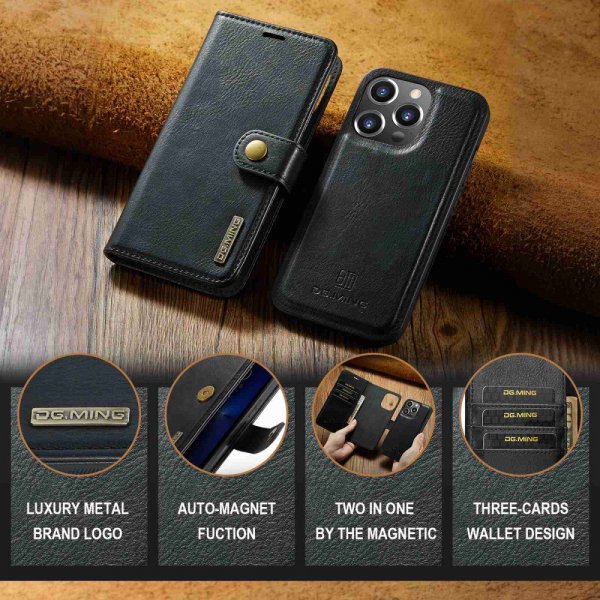 Dg.Ming iPhone 15 Pro Max Kuori irrotettavalla kuorella, musta