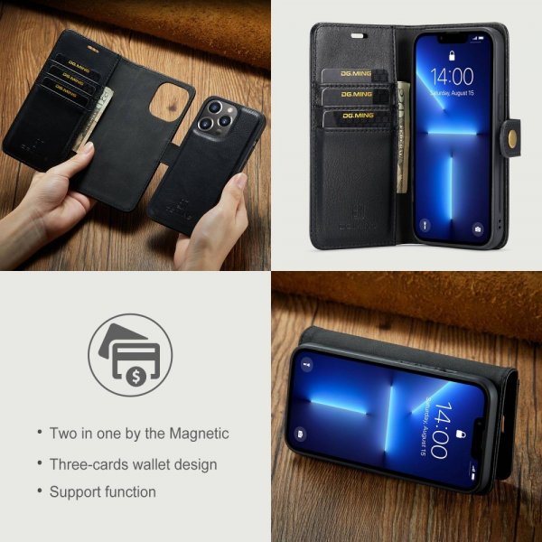 Dg.Ming iPhone 15 Pro Max Kuori irrotettavalla kuorella, musta