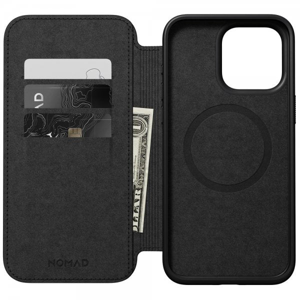 Nomad iPhone 15 Pro Max Modern Leather Folio -suojakotelo, ruskea