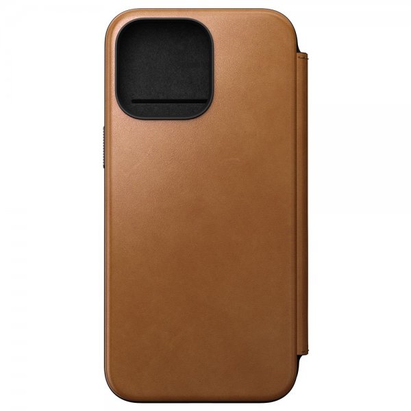 Nomad iPhone 15 Pro Max Modern Leather Folio -suojakotelo, English Tan