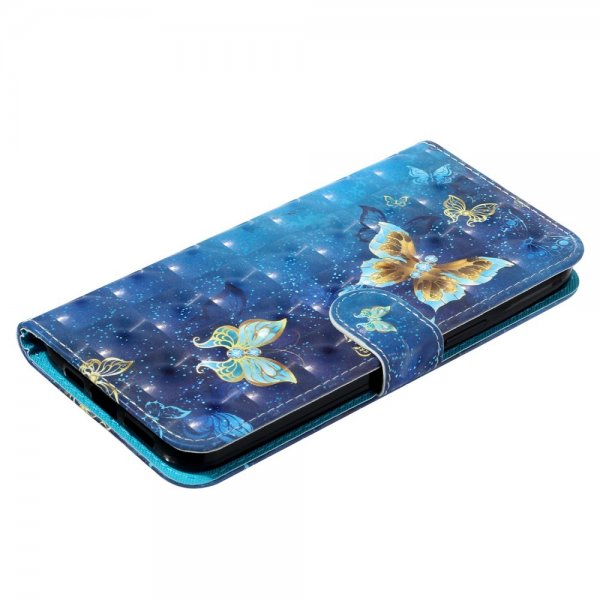 iPhone 15 Pro Max Kuori Kuvio Sininen Kulta Perhoset