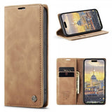 CaseMe iPhone 15 Pro Max - Retro Flip -ruskea suojakotelo
