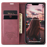 CaseMe iPhone 15 Pro Max -retro-läppäkotelo, punainen