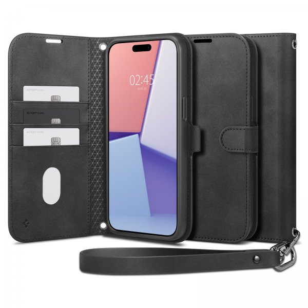Spigen iPhone 15 Pro Max Wallet S Pro -suojakuori, musta