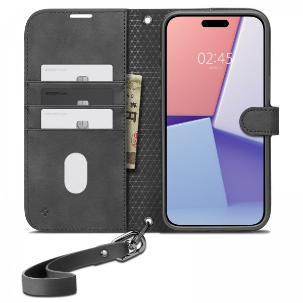 Spigen iPhone 15 Pro Max Wallet S Pro -suojakuori, musta