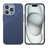 iPhone 15 Pro Max Kuori Hiilikuitukuvio Sininen Harmaa