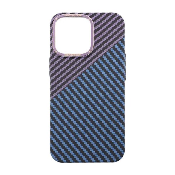 iPhone 15 Pro Max Kuori Hiilikuitukuvio Sininen Violetti